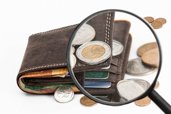 A close-up of a valet viewed through a magnifying glass